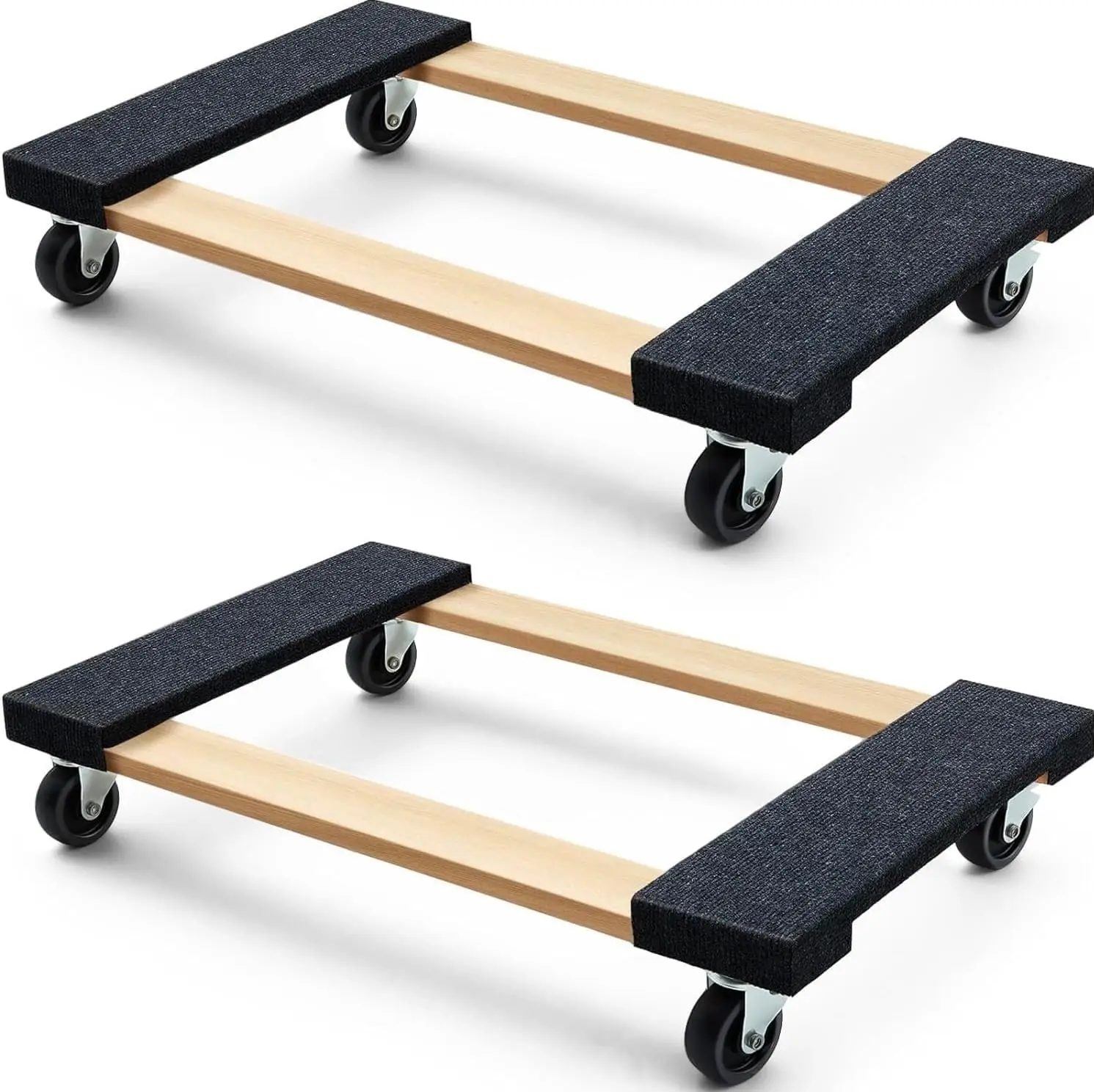 

Heavy-Duty Furniture Dolly Set, 30x18 Inch Hardwood Platform with 4 Swivel Wheels, Supports 1320 lbs Capacity - 2 Pack