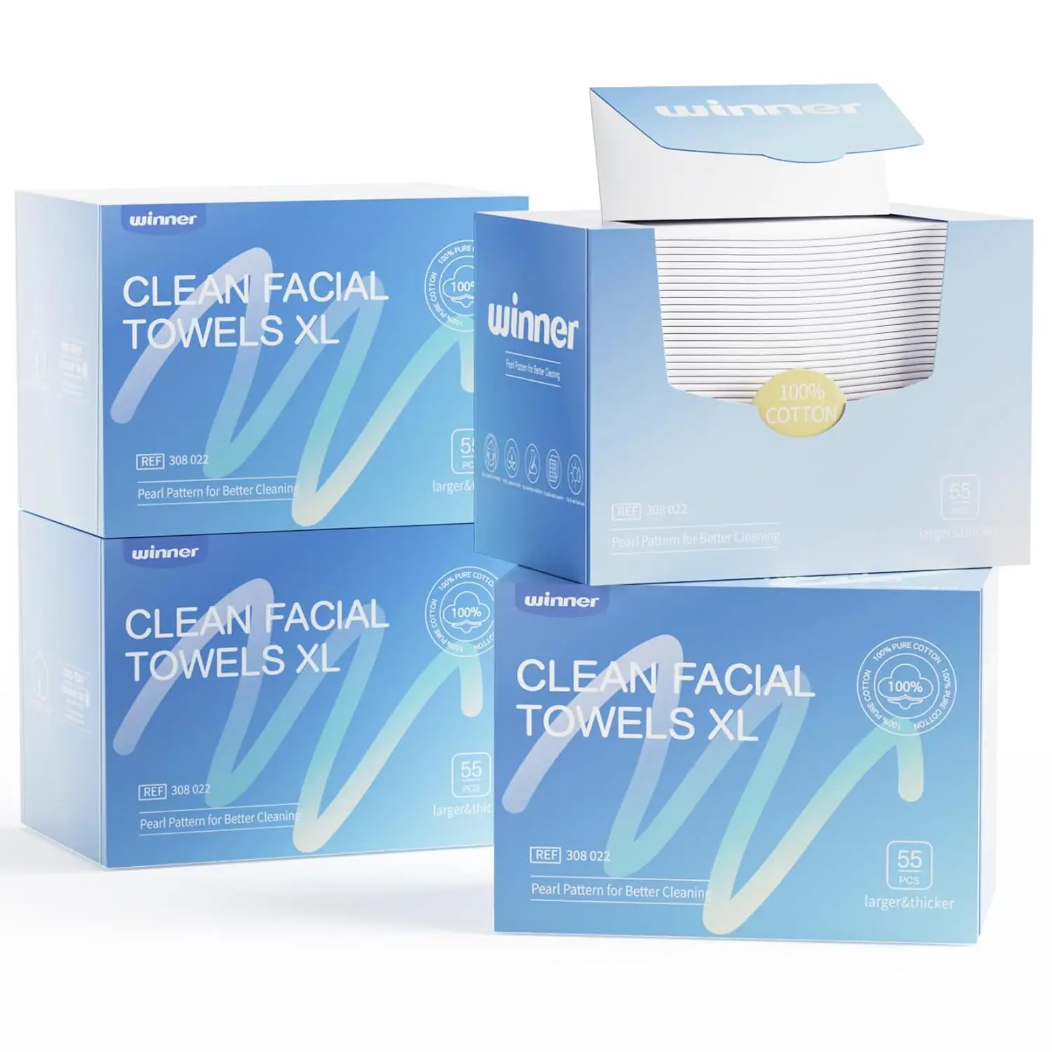 

100% USDA Biobased Facial Towels XL, Ultra Soft Makeup Remover Wipes for Sensitive Skin, Odor-Free, 220 Count Pack