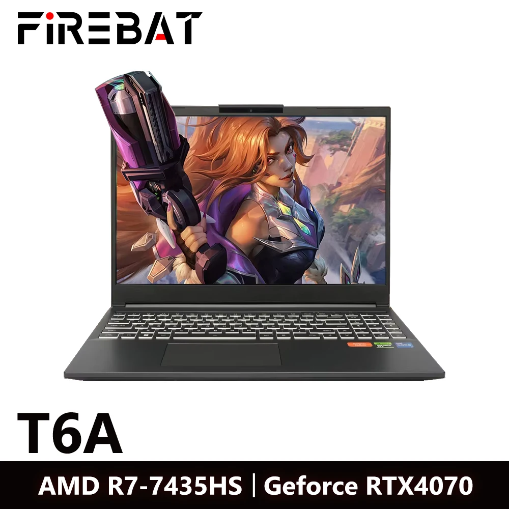 FIREBAT T6AD 16-calowy laptop AMD Ryzen7 7435HS Geforce RTX 4070 DDR5 165Hz 2.5K Wifi6 BT5.1 16GB 512GB Gaming Gamer Notebook Laptop