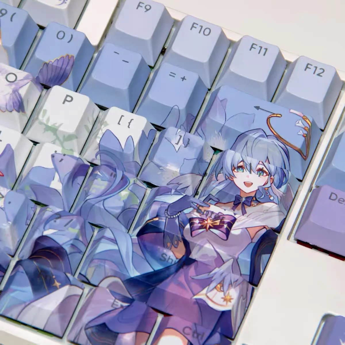 Imagem -04 - Cute Robin Anime Keyboard Cap Grupo Pbt Cereja Perfil Gaming Key Caps Acessórios Teclado Mecânico