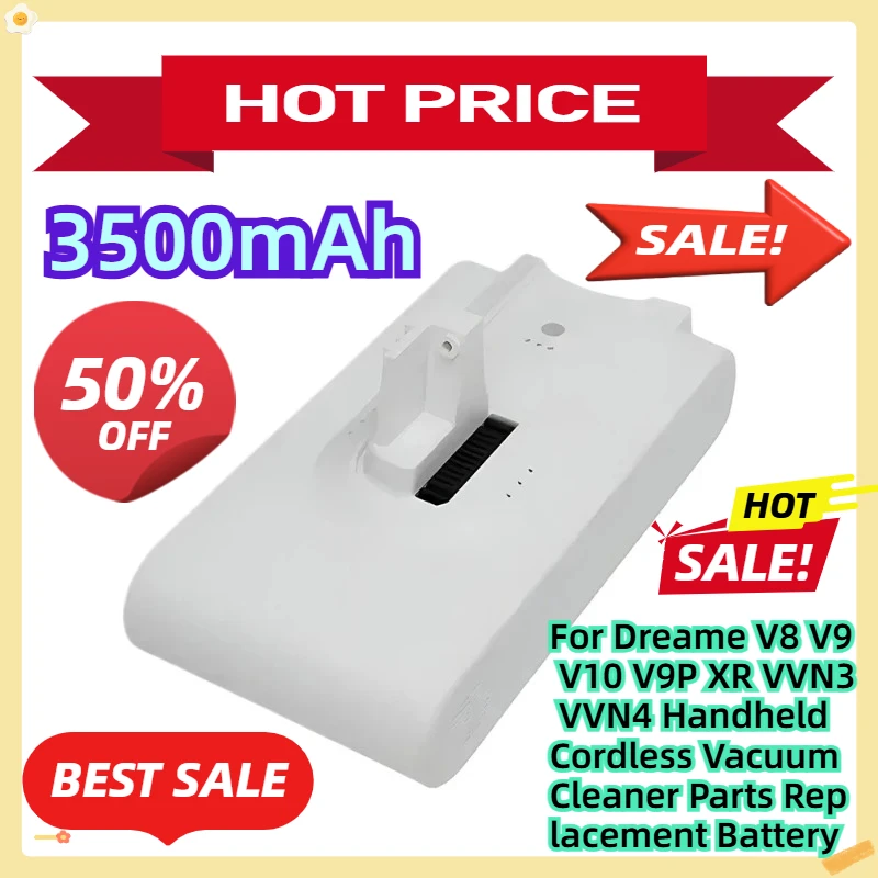 

For Dreame V8 V9 V10 V9P XR VVN3 VVN4 Handheld Cordless Vacuum Cleaner Parts Replacement Battery 3500mAh