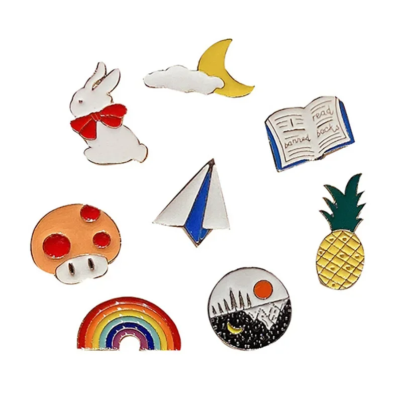 1PCS Cartoon Brooches Icons Plants Pins Badge Animal Or Fruit Button Backpack Clothes Hat Decor Accessories Jewelry