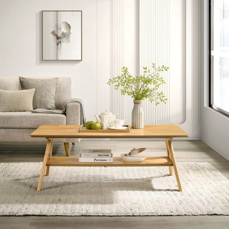 

Arona Mid-Century Modern Wooden Coffee Table Shelf