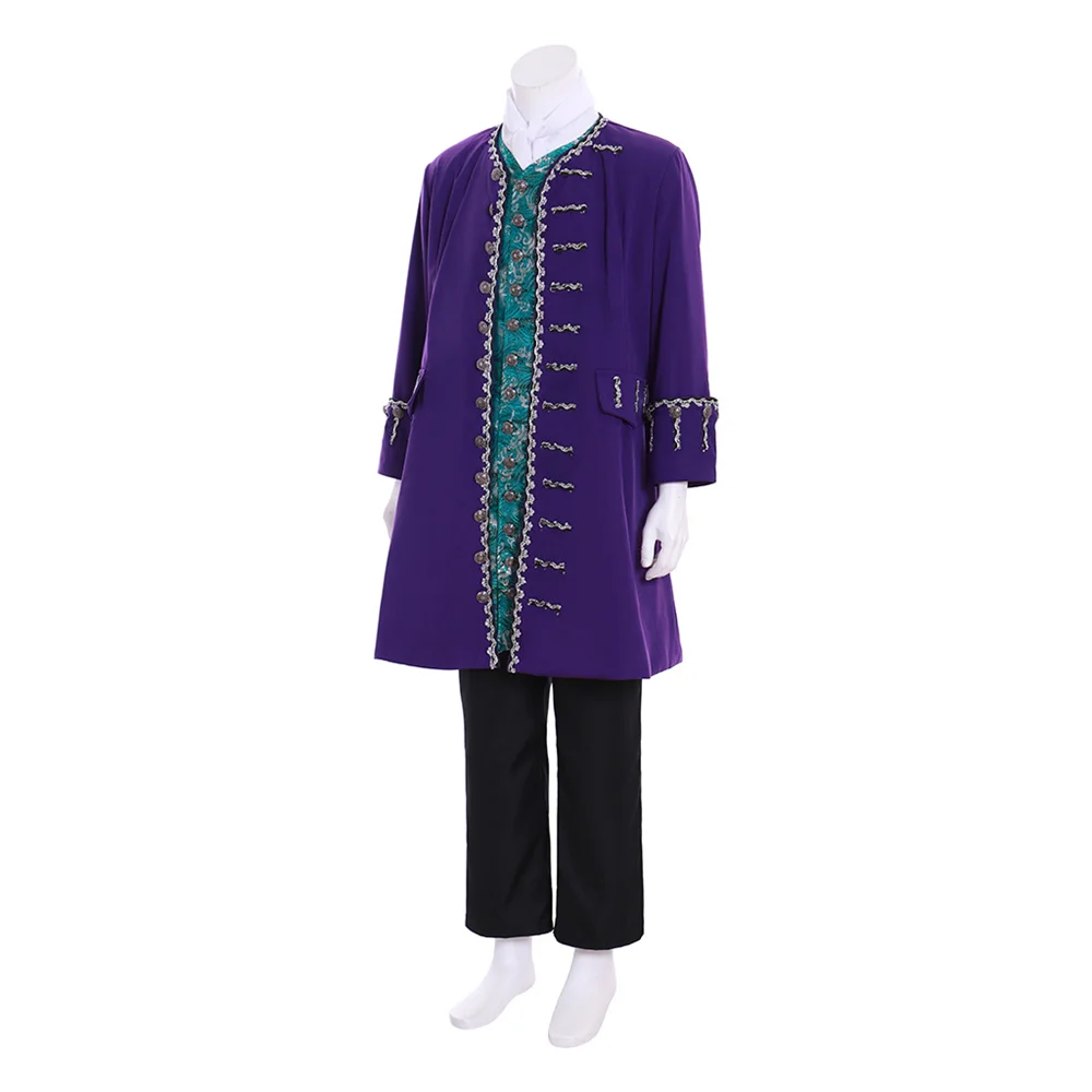 Pantaloni da cappotto viola uniforme da gentiluomo del XVIII secolo con gilet Giacca vittoriana medievale Cappotto da uomo Belle Gown