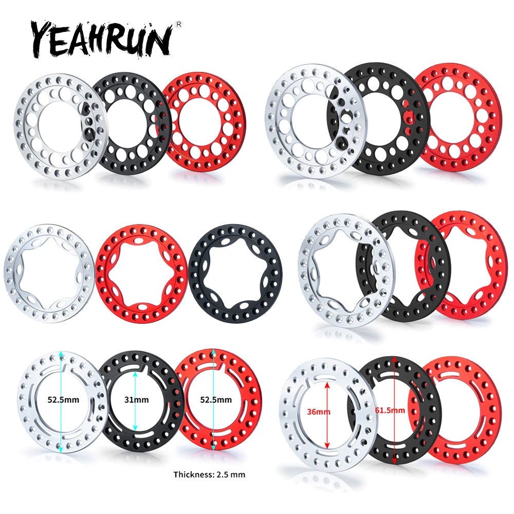 YEAHRUN 4Pcs Aluminum Alloy Replacement Outer Rings for Axial SCX10 Wraith TRX-4 1/10 RC Car 1.9 inch 2.2 inch Wheel Rims Parts