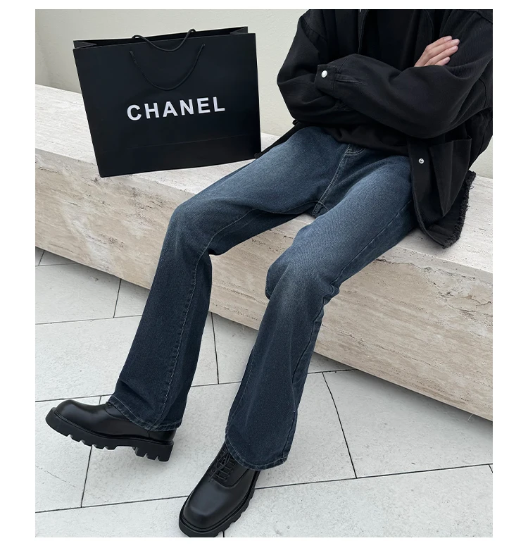 

Мужские джинсы Deep Blue прямого кроя, зимние, модные, в стиле High Street, визуально удлиняющие ноги, слегко расклешенные, повседневные, молодежные