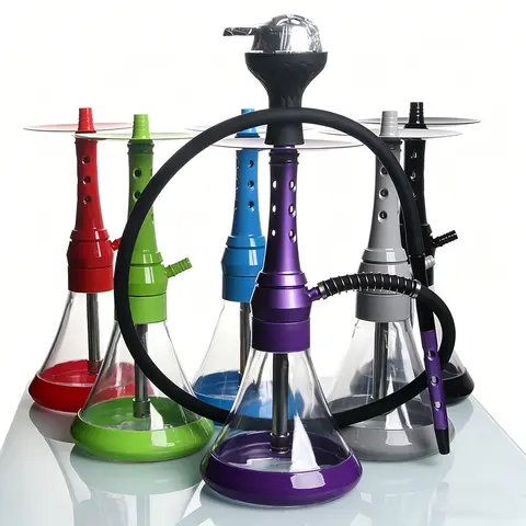 Acrylic Hookah Set 50CM Portable Shisha Pipe with Glass Base & Hose Multi-Color Travel Hookah Eco-Friendly Compact Smoking Kit