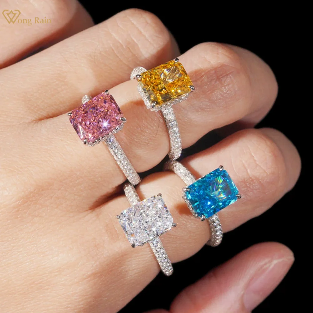 

Wong Rain стерлингового серебра 925 пробы, измельченный лед, 8*10,5 мм, лабораторный сапфир, цитрин, аквамарин, драгоценный камень, кольца для свадебной вечеринки, ювелирные изделия
