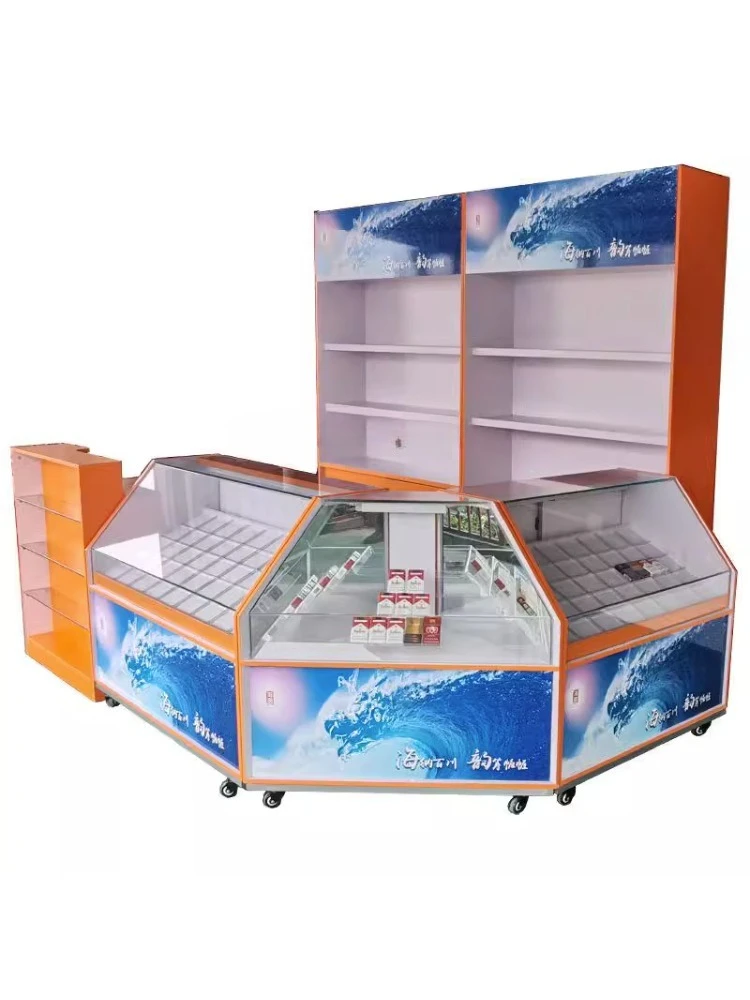 Solid Wood Multi-Layer Board Tobacco and Wine Supermarket and Convention Store Cigarette Display Counter Store