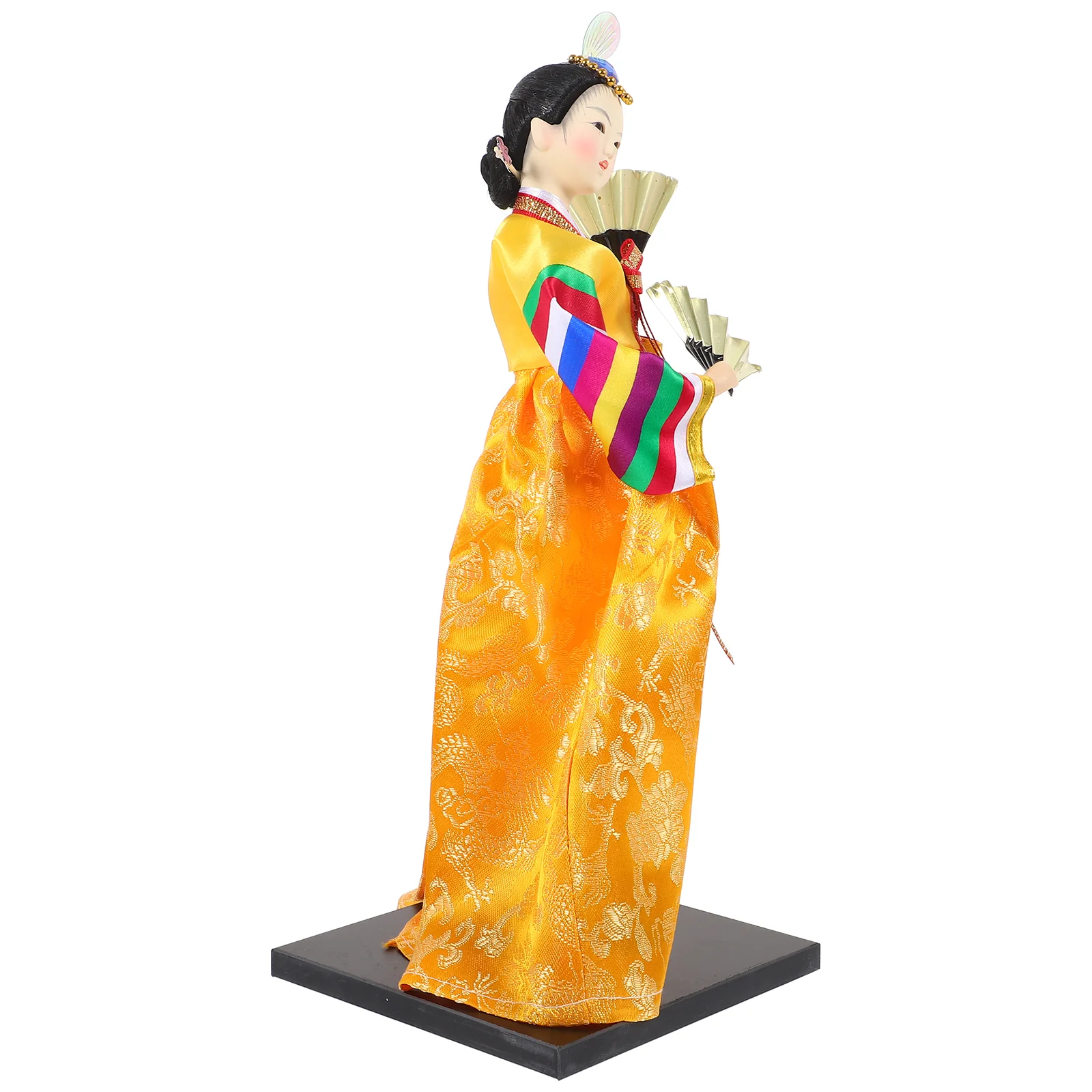 

Korean Silk Traditional Hanbok Figurine 12 Inch Handcrafted Decor Home Interior Elegant Korean Culture Toy Miniature Model