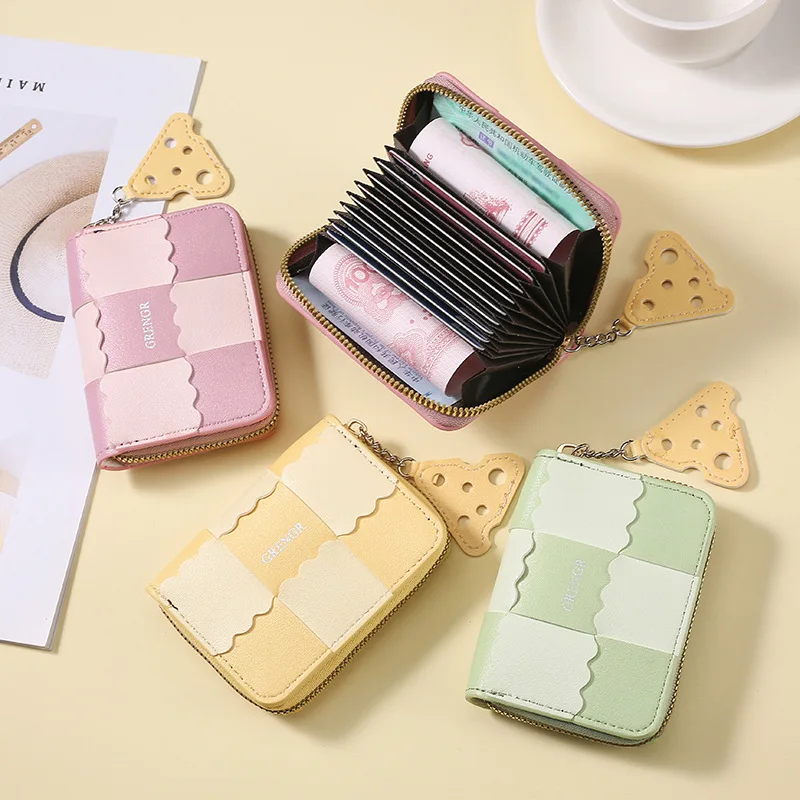Biscuit weaving, short wallet, small and luxurious, delicate document bag, large capacity, multi-card card holder, coin purse