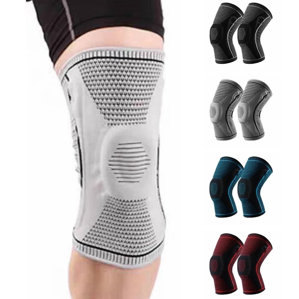 

1 Pair High Elastic Silicone Knee Pads Elbow Support Breathable Sports Knee Pads Sweat Absorption Compression Knee Braces