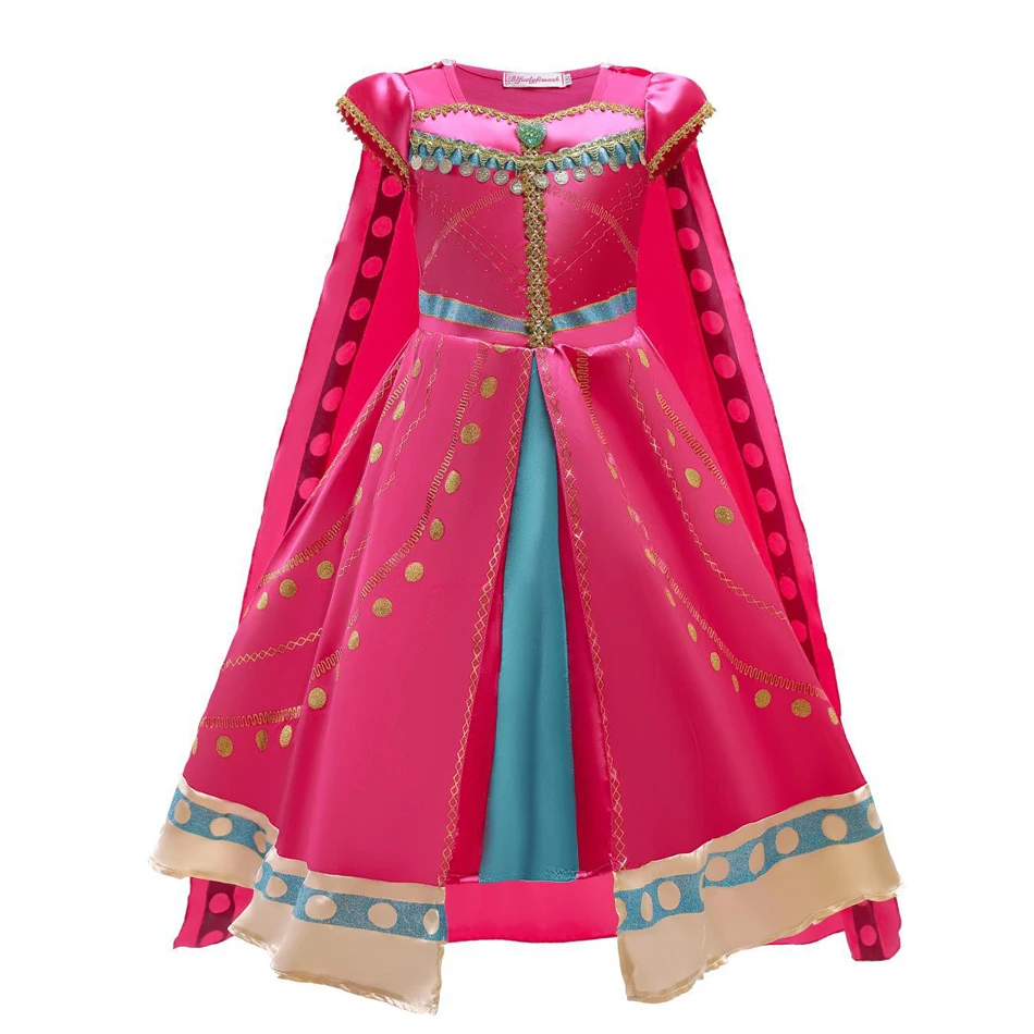 Costume da gelsomino per ragazze Abito arabo per bambini Aladino Cosplay Natale Festa di Halloween con guanti Accessori per bacchette a corona