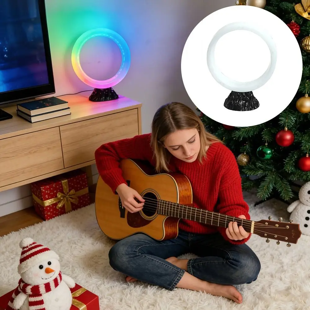 RGB Color Changing RGB Smart Table Lamp USB Plug Circular Design Ring Table Lamp Energy Efficient Modern Desk Lamp Office Use