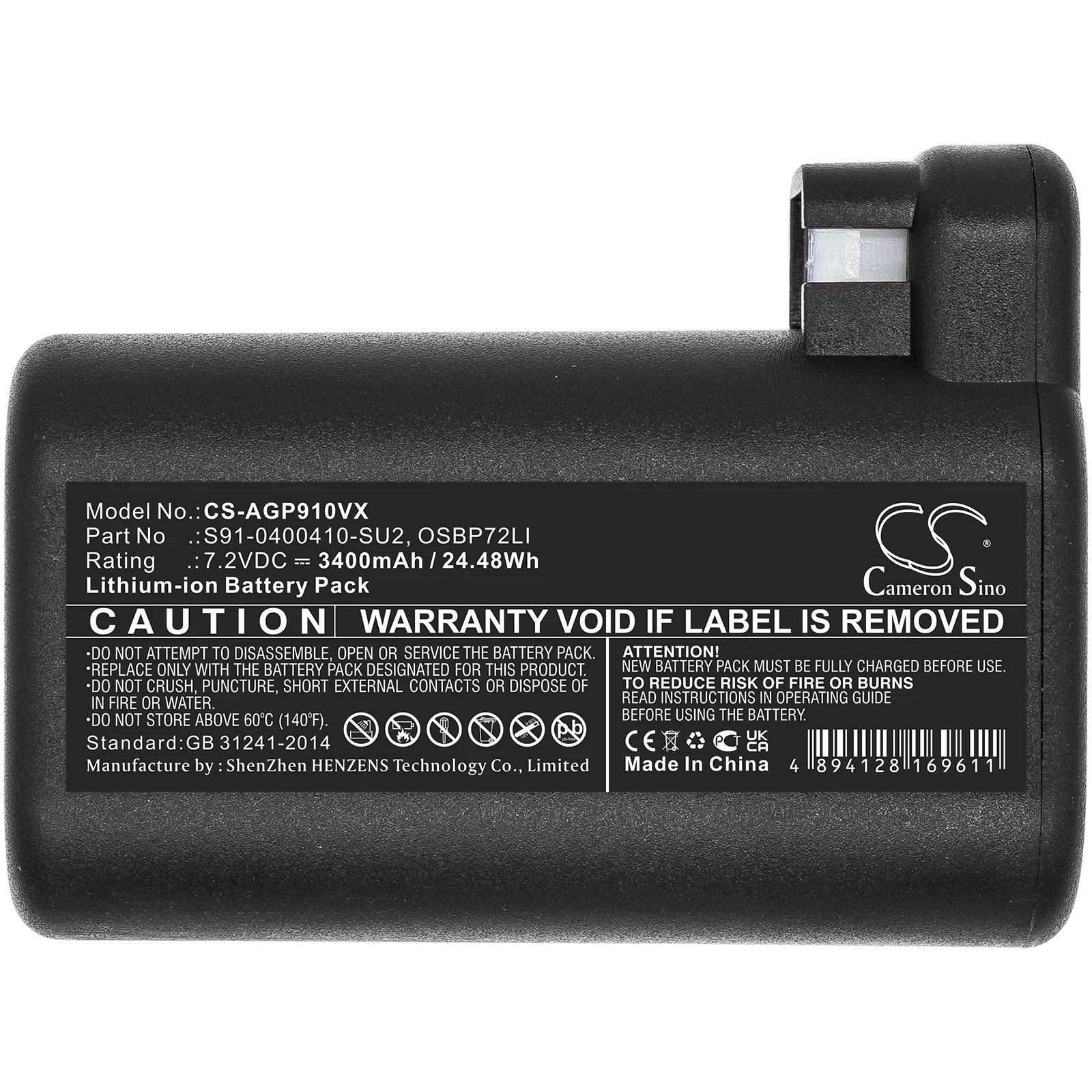 Cameron Sino 2600mAh/3400mAh Battery For AEG OSBP72LI S91-0400410-SU2 Electrolux OSBP72LI25 Electrolux Osiris 900258195 RX7-1-TM