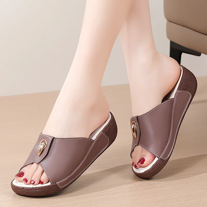 

ENJOYOU Women's Wedge Sandals - Summer Outdoor Wear, Non-slip Soft Sole, Mom Shoes, Ladies' Fashion Platform Chunky Heel Height