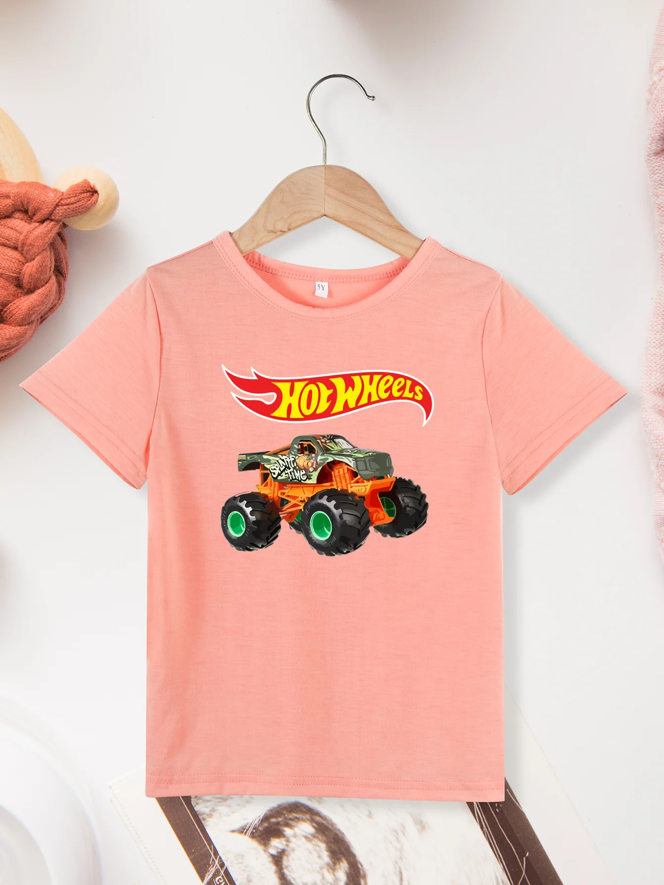 Hot Wheels Printing Tee T-shirt Short Sleeve Different Colors Cool Boys Girls Clothes Round Neck Top T-shirt Children