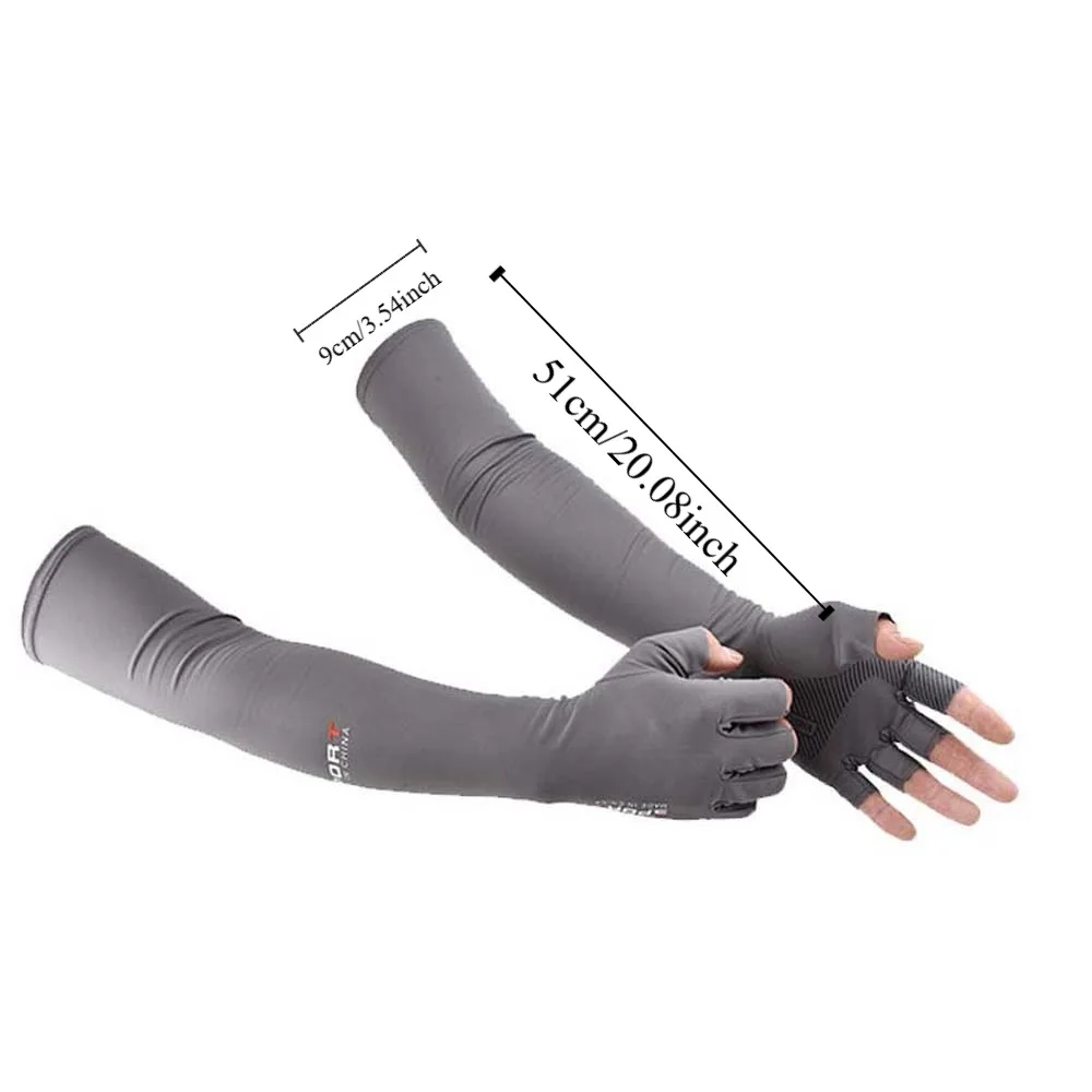 Thin Half Finger Ice Sleeves Sun Protection Breathable Summer Long Arm Covers Anti-Slip Polyester Anti-UV Arm Sleeves For Women view 6