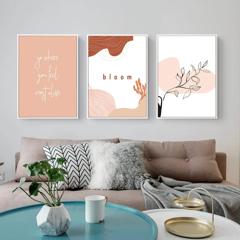 Hand Line Drawing Art Abstract Rainbow Flower Canvas Painting Posters and Prints Wall Art Picture for Living Room Decoration