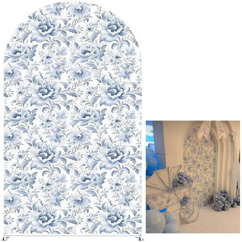Mehofond مخصص 2-الجانب الأزرق تويلي زهرة الاطفال حفلة عيد ميلاد الزفاف دش يغطي كيارا قوس خلفية ديكور خلفية