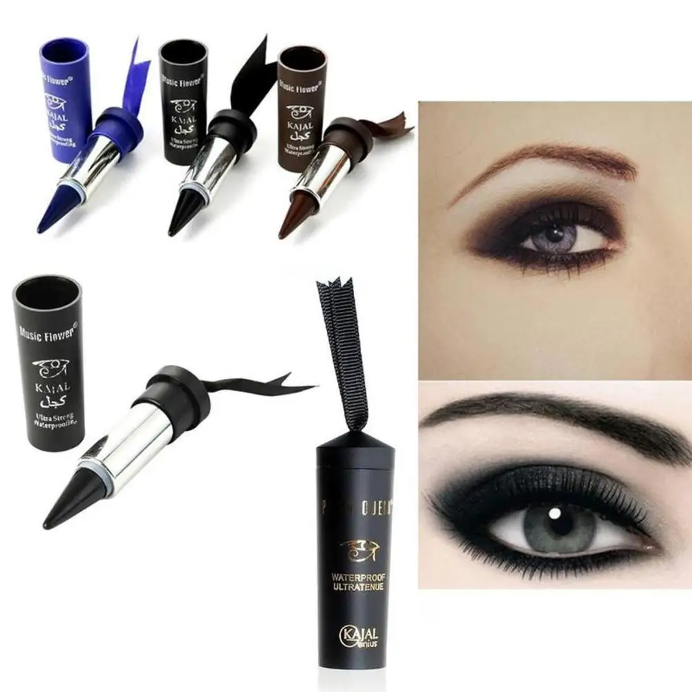 Waterproof Sweat Lasting No Blooming Women Smoky Eyes KAJAL Eyeliner Solid Thick Black Bold Eyes Pencil Liner Gel