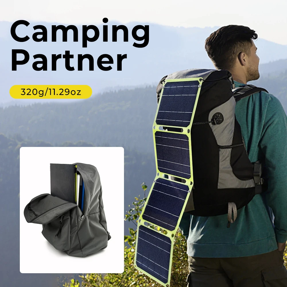 Outdoor Multifunctional 40W Portable Solar Charging Panel Foldable 5V 1A USB Output Device Camping Tool Power Camping IPhone