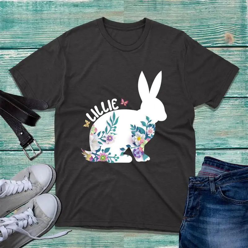 

Personalised Floral Bunny T Shirt Spring Easter Flowers Rabbit Top