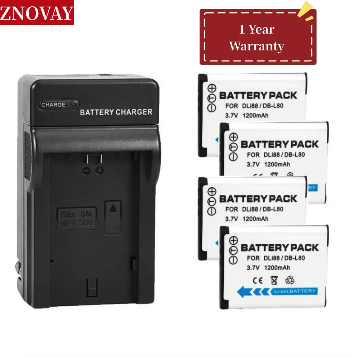 DB-L80 D-LI88 Battery and Charger for Sanyo VPC-CG10 DMX-CG11 VPC-CG100 VPC-CG102 for Pentax P70 H90 W90 WS80 P80