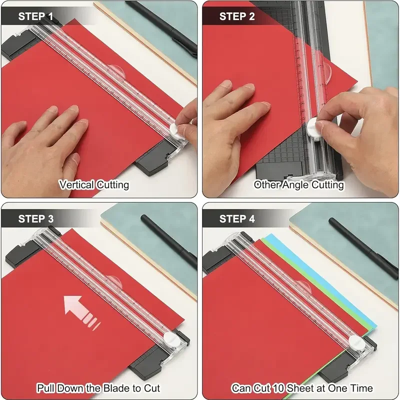 قاطعة الورق للعودة إلى المدرسة - مقص أنيق مقاس A4/A5 لسكرابوكينغ والمكتب والحرف اليدوية، أداة متينة لجميع المواسم #6