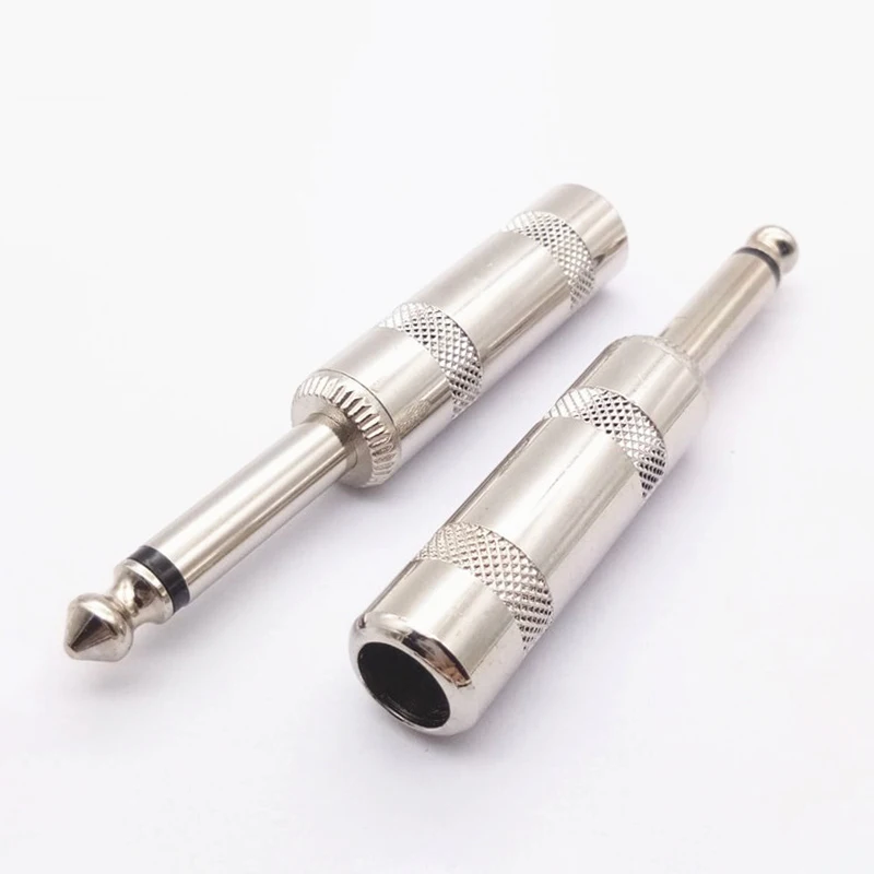 2/4pcs 6.35mm Mono Jack Plug Audio Connector Solder Cable DIY Audio Adapter 6.3mm Male Plug for guitar