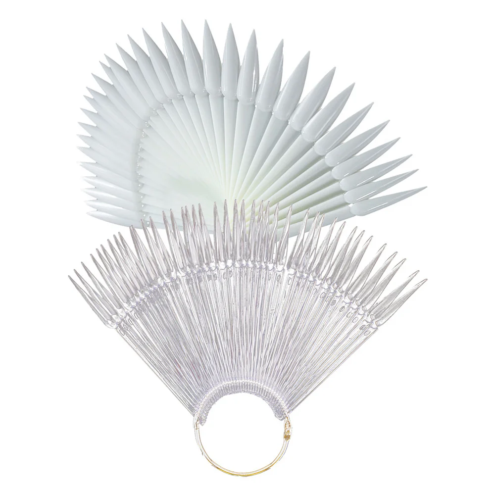 

2Sets Nail Art Color Cards Practice Tips Manicure Supplies Portable Lightweight Fan Shaped Design Easy to Use for Polish Gel