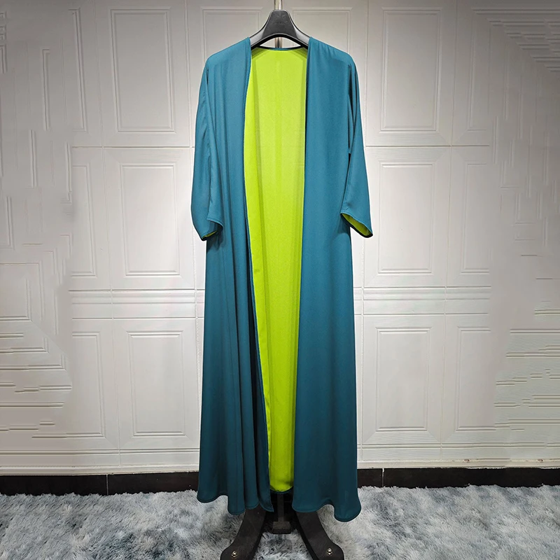 Chiffon Dress for Women, Green Robe, Muslim Clothes, New Abaya Coat, Dubai, Arab, Turkey, Green Scarf