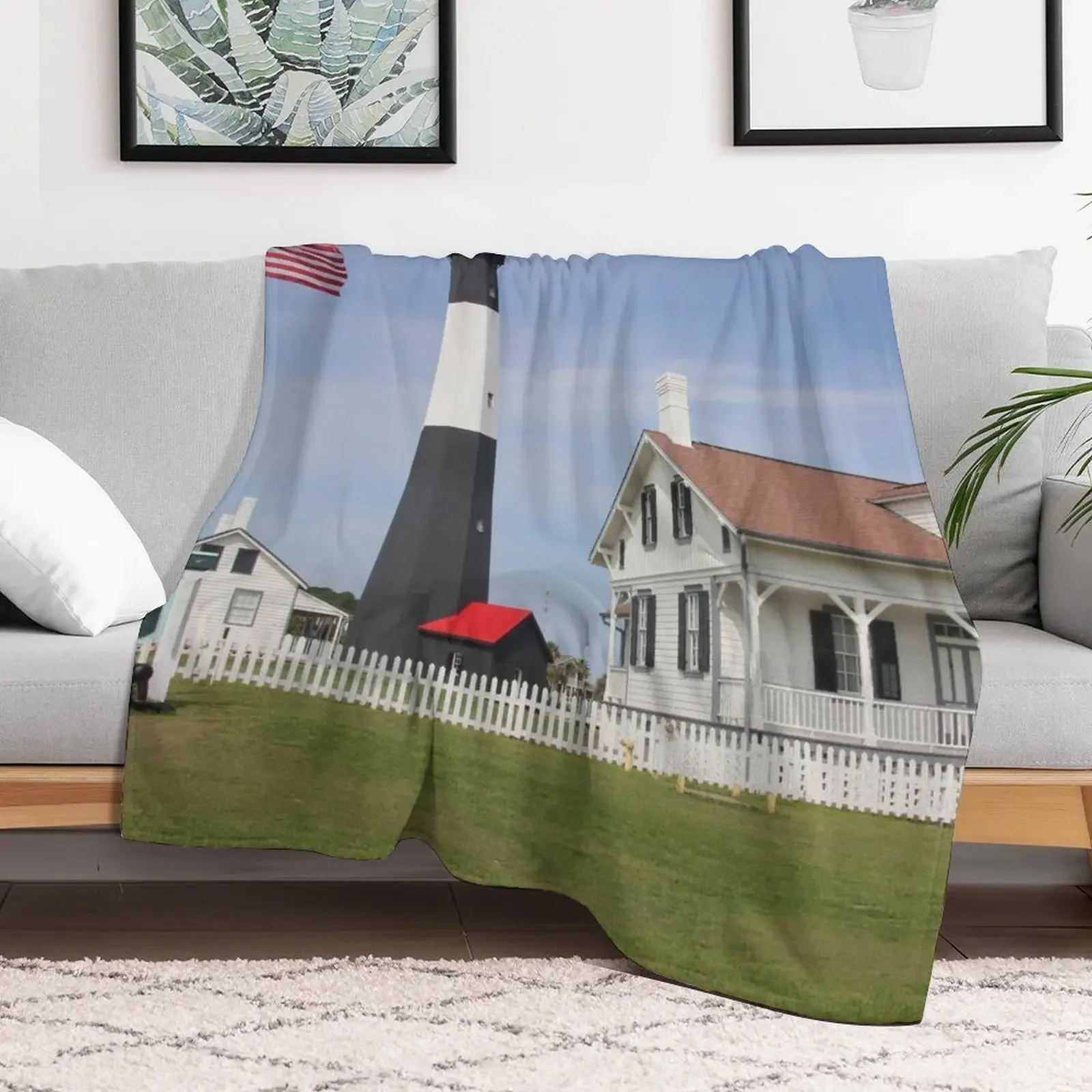 بطانية رمي منارة جزيرة Tybee لفصل الشتاء، بطانيات منقوشة للسرير مزخرفة فردية #2