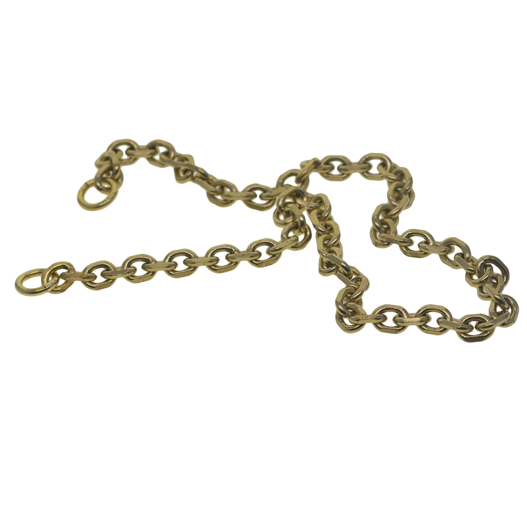 Classic biker Fine solid brass large 9 mm thick Itlay carved oval link necklace wallet jean  pocket watch chain EDC DIY
