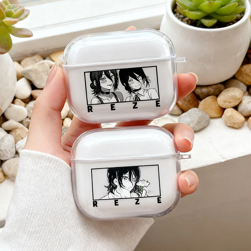 Fashion Reze Anime Keychain Case For Airpods Pro 3 Pro 2 Pro Wireless Bluetooth Cover For Airpods 1 2 3 4 Shockproof Silicon