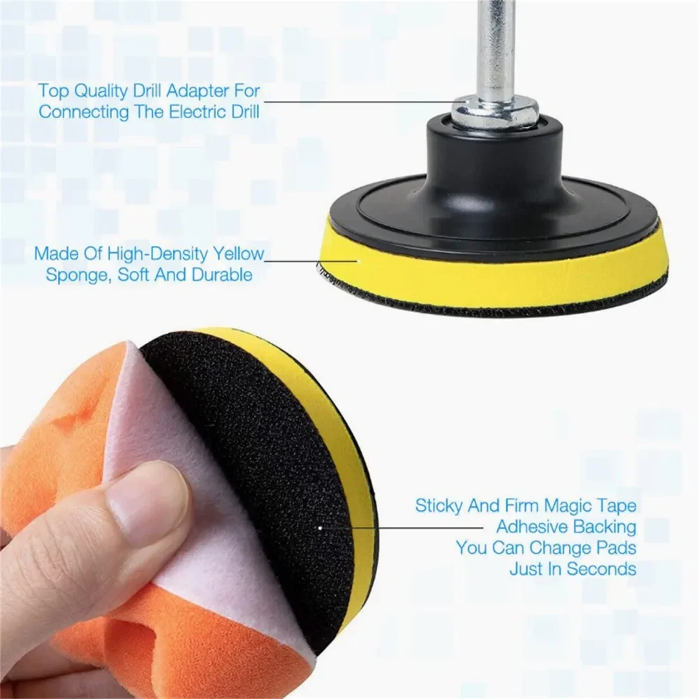 22pcs 3In/80 Mm Buffing Pads With Suction Cups Portable Self-adhesive Design Sponge Pads Power Tool Parts Accessories