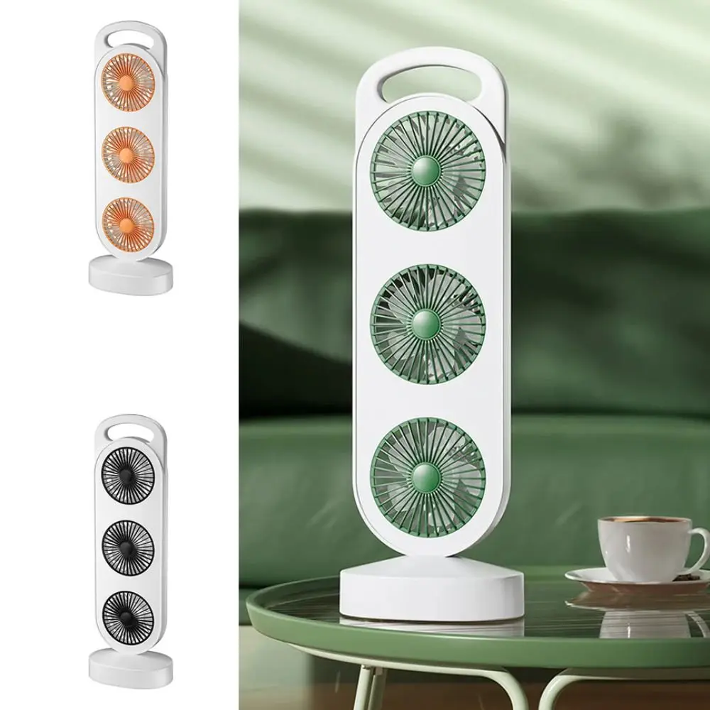 Kipas Desktop 3 Kepala USB Tipe-c 3 Pengaturan Kecepatan Kipas Pendingin Portabel Baterai Tahan Lama Desain Turbin Tiga Kipas Desktop Turbin
