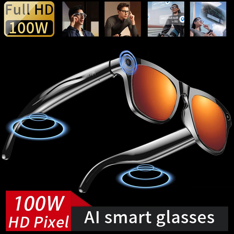 

LIGE AI Smart Glasses With Camera Touch Control Sports Sunglasses Bluetooth Call Video Music Multifunction Glasses For Men Women