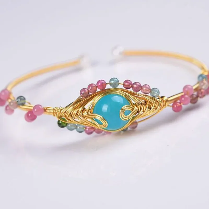 2024 New Handmade Amazonite Bracelet for Women 14KGF Bracelets Feminino Fashion Jewelry Gift