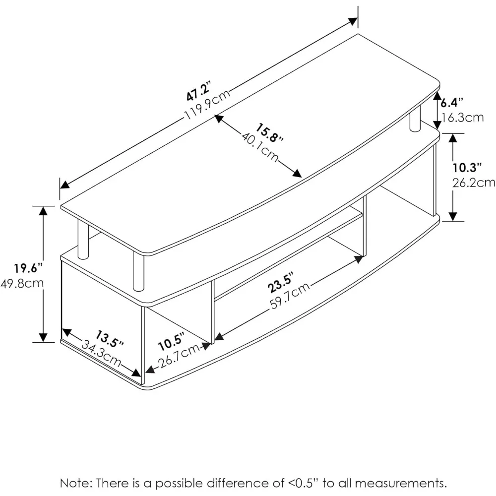Jaya Large Entertainment Center com suporte para TV de até 55 pol., polegadas, branco/preto