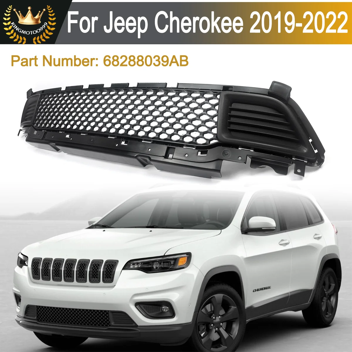 

Magickit for 2019 2020 2021 Jeep Cherokee Front Bumper Lower Grill Gloss Black Bumper Grill Mesh