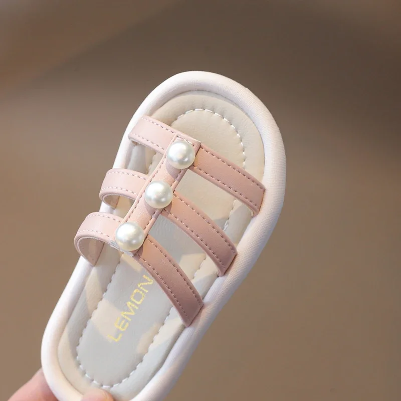 Children Cute Slippers Summer New Pearl Design Shoe Girls Simple Casual Slippers Kids Colorful Sweet Style Shoes тапочки детские