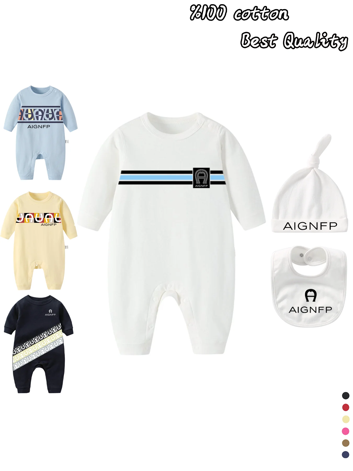 2025 Hot Sale New Baby Boys Jumpsuit Cotton Long sleeves Autumn Soft Bib scarf Newborns Romper Hat 3Pcs Set Toddler Bodysuits