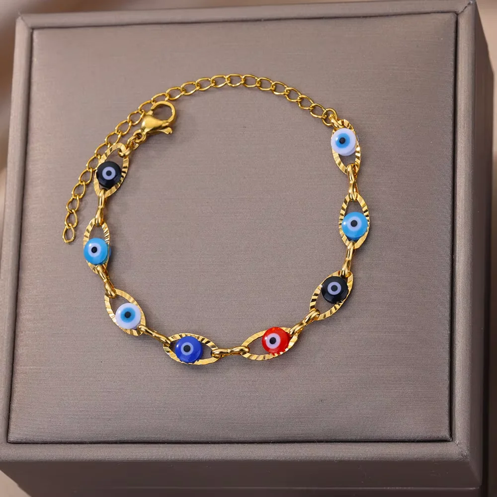 Mode Edelstahl Evil Eye Armband Für Frauen Männer Gold Farbe Einstellbare Paar Kette Armbänder Femme Schmuck Freund Geschenk