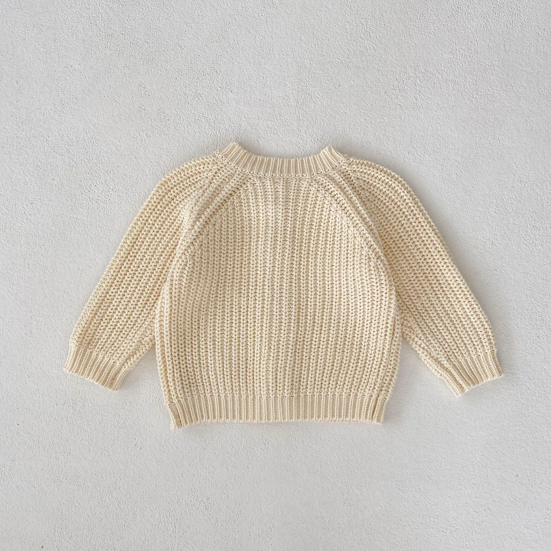 New Autumn Baby Clothing, Beige Open Top Knitted Long Sleeves for 0-3 Year Old Girls