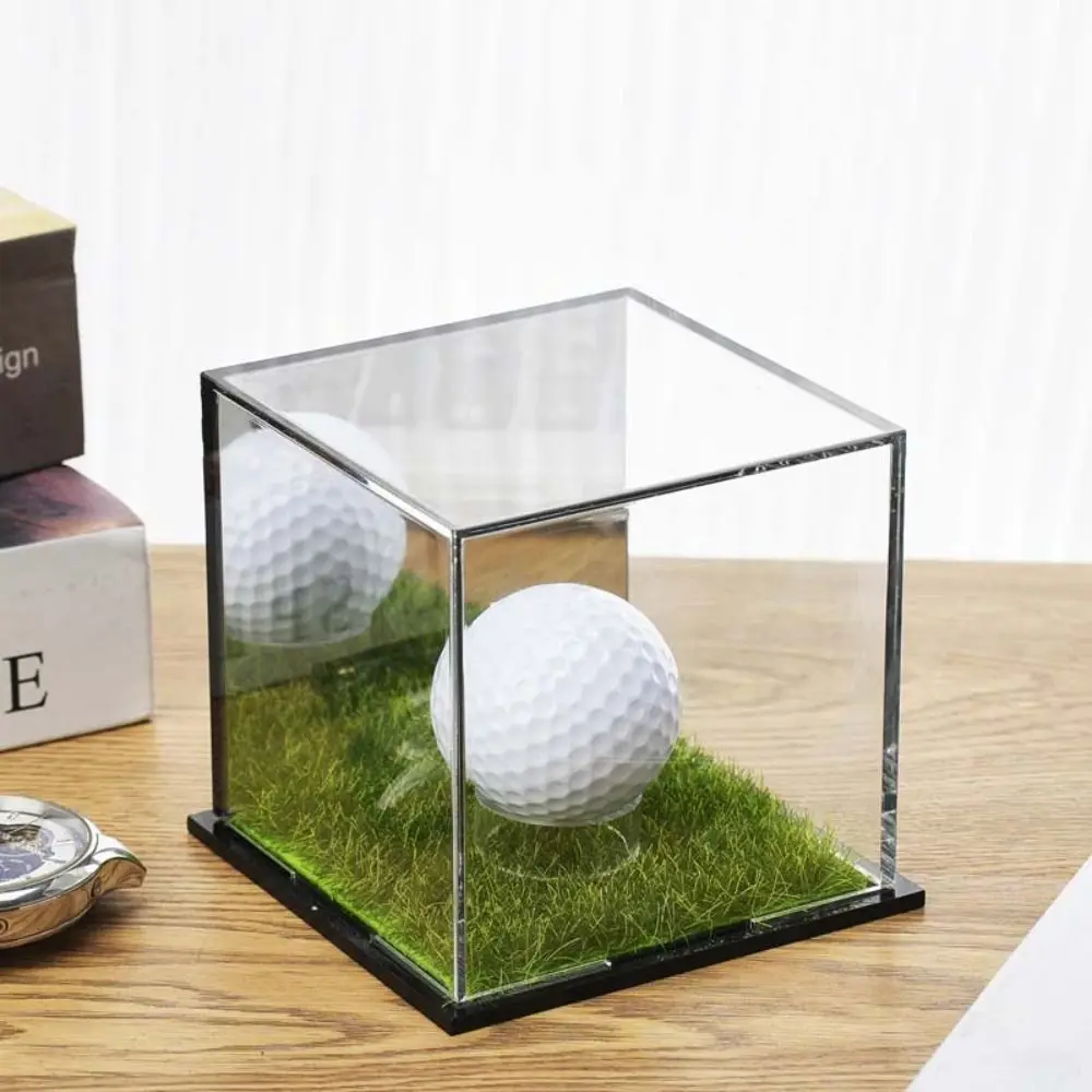 Transparent Golf Ball Display Case Lawn Design Dust Protection Holder Stand Golf Ball Compact Clear Square Golf Ball Acrylic Box