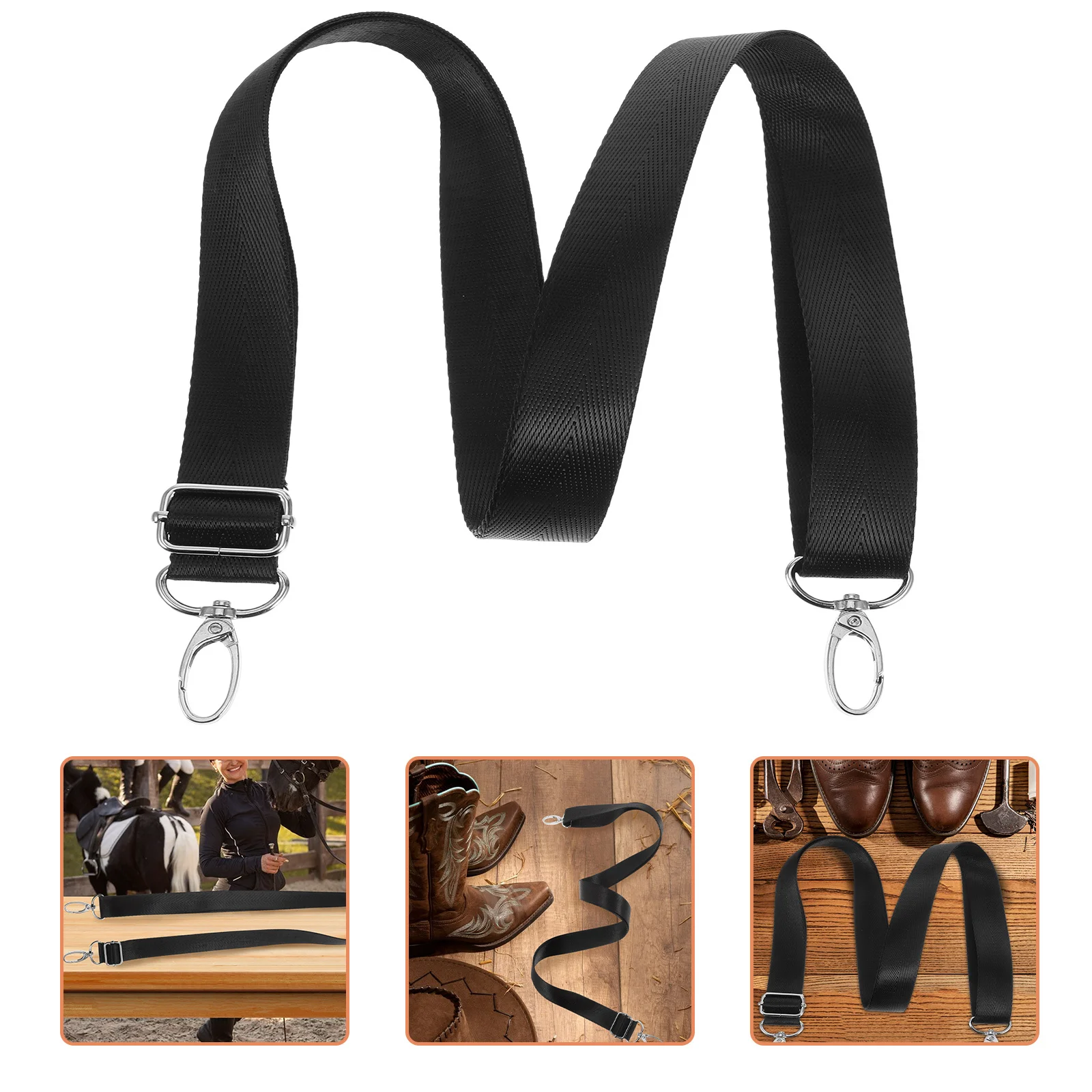 

2Pcs Adjustable Elastic Horse Blanket Leg Straps Double End Snap Replacement Stretchy Belly Bands Black Durable