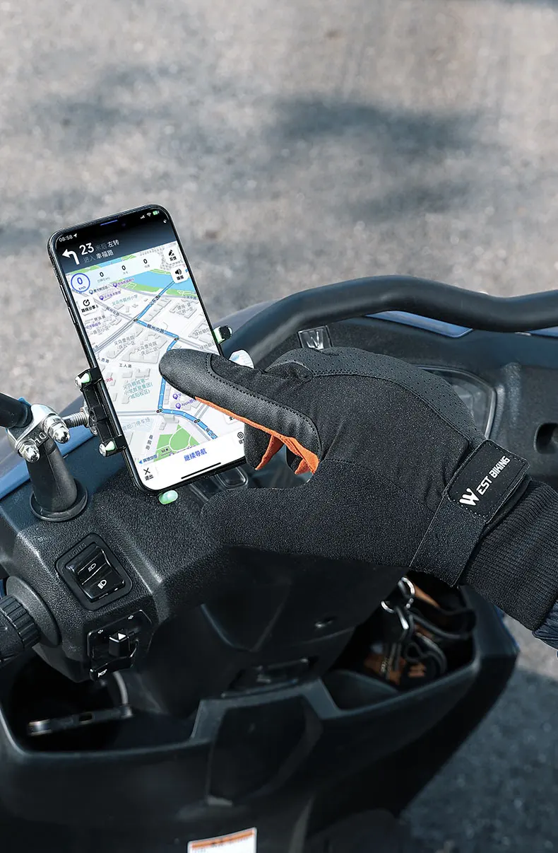 WEST BIKING Winter-Thermo-Fahrradhandschuhe für Herren, winddicht, mit Fleece, Touchscreen-fähig, aus PU-Leder, stoßdämpfend, mit SBR-Anti-Rutsch-Beschichtung, lange Manschetten. – Detail 11