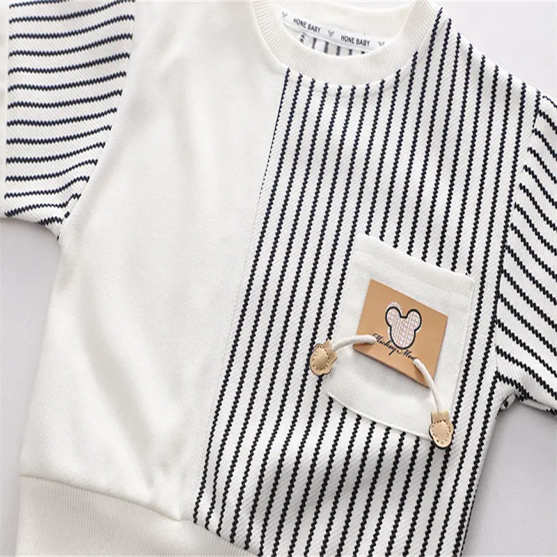 Sudaderas lindas para niñas, camiseta estampada, sudaderas con capucha para bebés y niños pequeños, sudaderas con capucha de manga larga con cuello redondo y rayas de dibujos animados