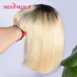Miss Rola Blonde 613# Short Bob Human Hair Wigs Whole Machine Made Straight Bob Wig With Bangs 180% Density Brazilian Remy Ombre
